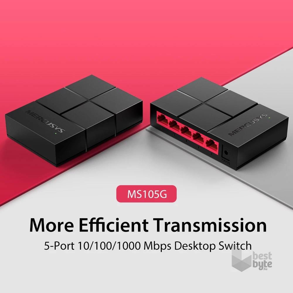 Mercusys MS105G 5 portos 10/100/1000Mbps nem menedzselhető fekete asztali switch