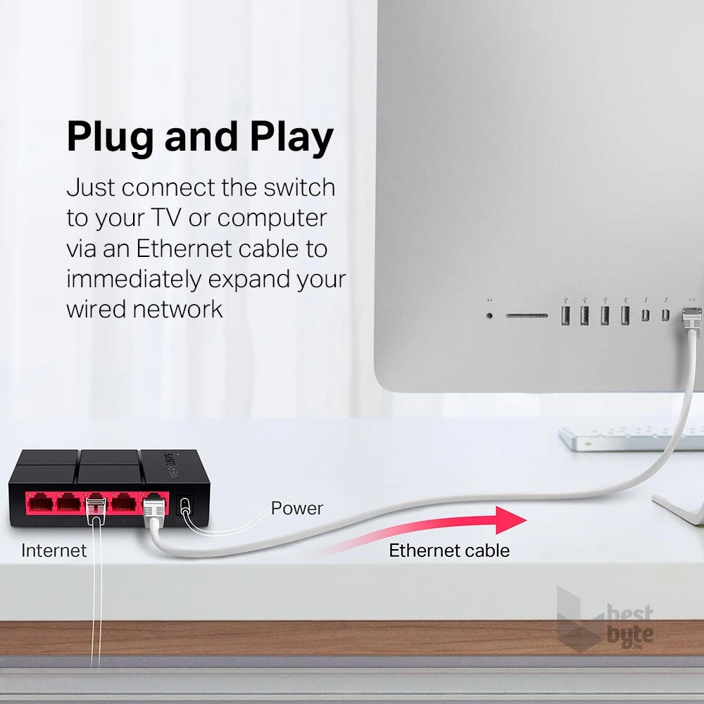 Mercusys MS105G 5 portos 10/100/1000Mbps nem menedzselhető fekete asztali switch