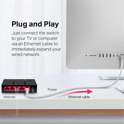 Mercusys MS105G 5 portos 10/100/1000Mbps nem menedzselhető fekete asztali switch