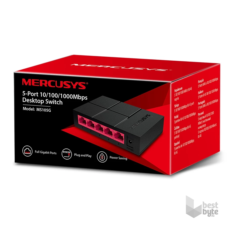 Mercusys MS105G 5 portos 10/100/1000Mbps nem menedzselhető fekete asztali switch