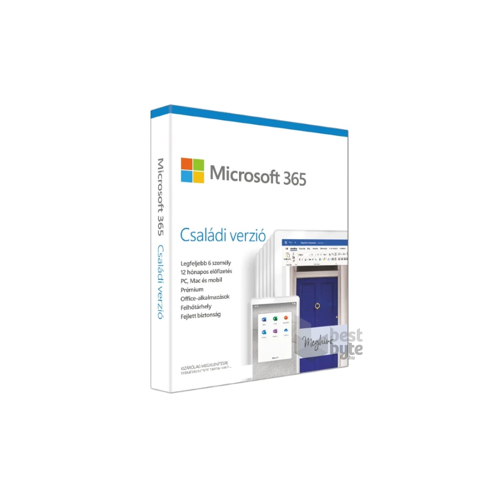 Microsoft 365 Családi verzió P6 HUN 6 Felhasználó 1 év dobozos irodai programcsomag szoftver