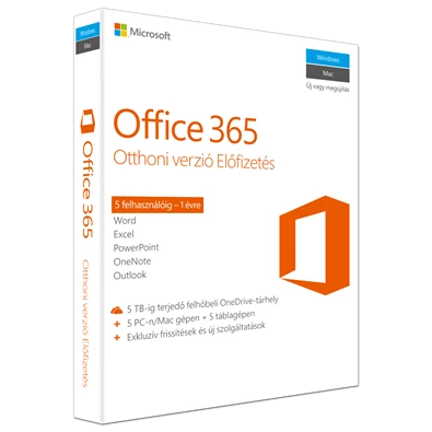 Microsoft 365 Családi verzió P2 HUN 5 Felhasználó 1 év dobozos irodai programcsomag szoftver