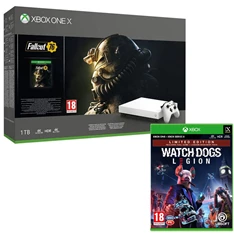 Microsoft Xbox One X 1TB fehér konzol + Fallout 76 + Watch Dogs Legion Limited Edition konzolcsomag