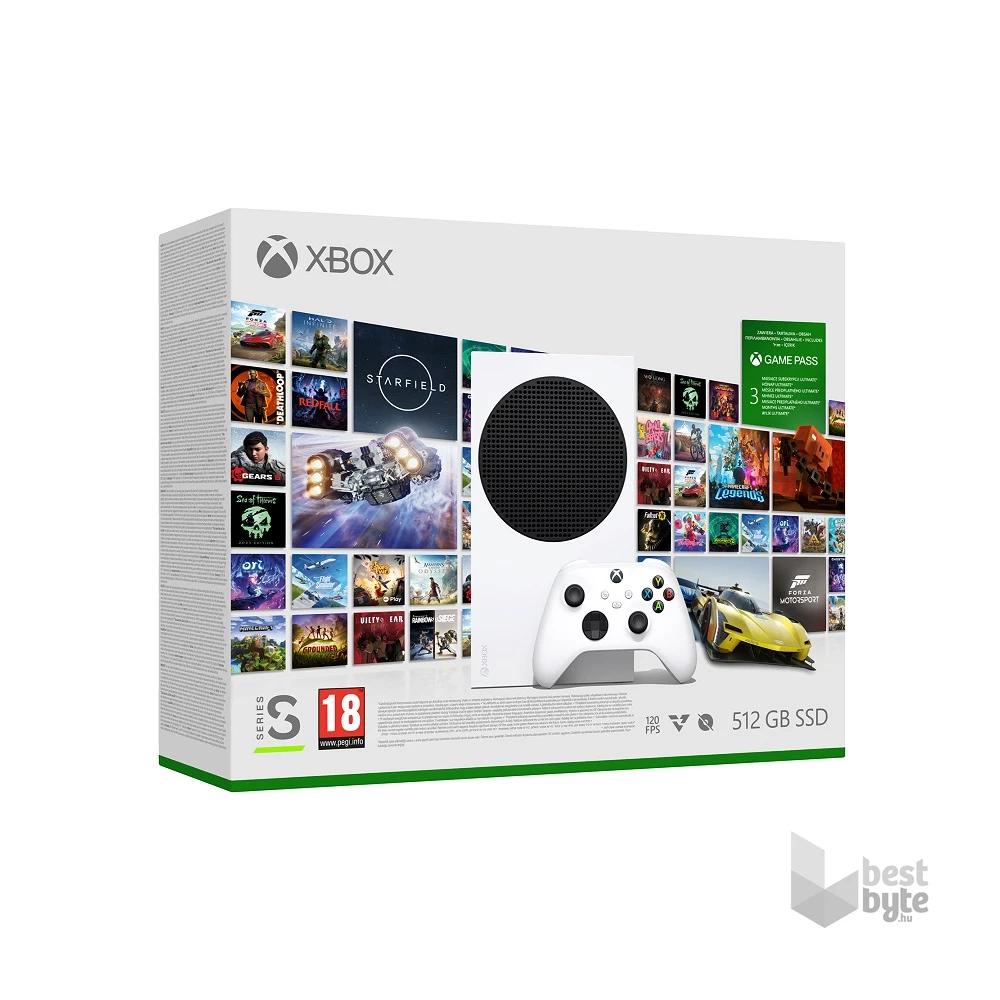 Microsoft Xbox Series S 512GB fehér játékkonzol + XBOX Game Pass Ultimate 3 hónapos előfizetés letöltőkód