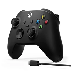 Microsoft Xbox fekete vezeték nélküli kontroller + USB-C kábel