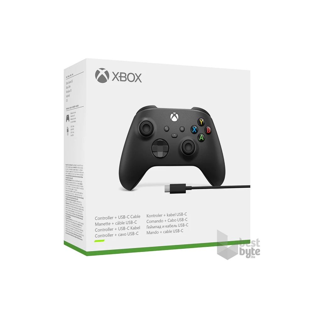 Microsoft 1V8-00002 Xbox Series X|S/Xbox One vezeték nélküli fekete kontroller + USB-C kábel