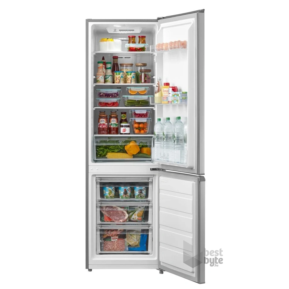Midea MDRB380FGE02A inox, alulfagyasztós, Hűtő: 199L, Fagyasztó:71L, No frost hűtőszekrény