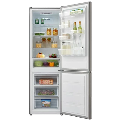 Midea MDRB424FGE02I inox, alulfagyasztós, Hűtő:225L, Fagyasztó:85L, No frost hűtőszekrény