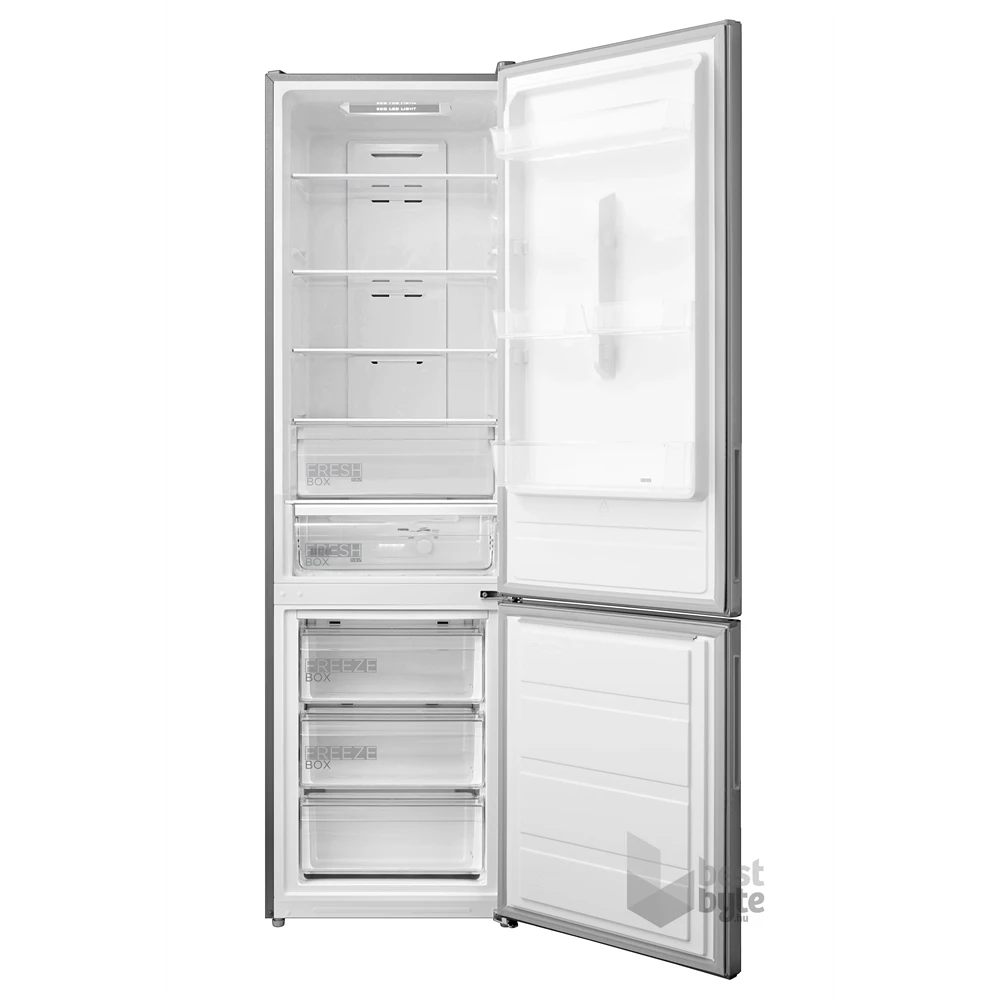 Midea MDRB489FGE02OE inox, alulfagyasztós, Hűtő: 247L, Fagyasztó:83L, No frost hűtőszekrény