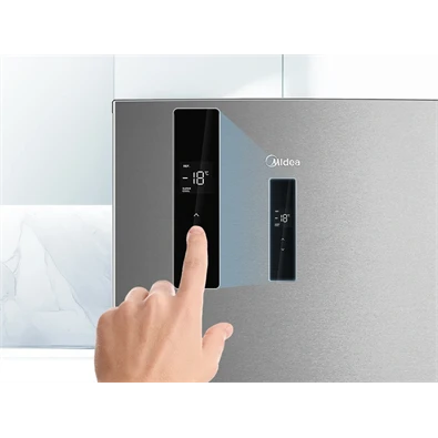 Midea MDRB489FGE02OE inox, alulfagyasztós, Hűtő: 247L, Fagyasztó:83L, No frost hűtőszekrény