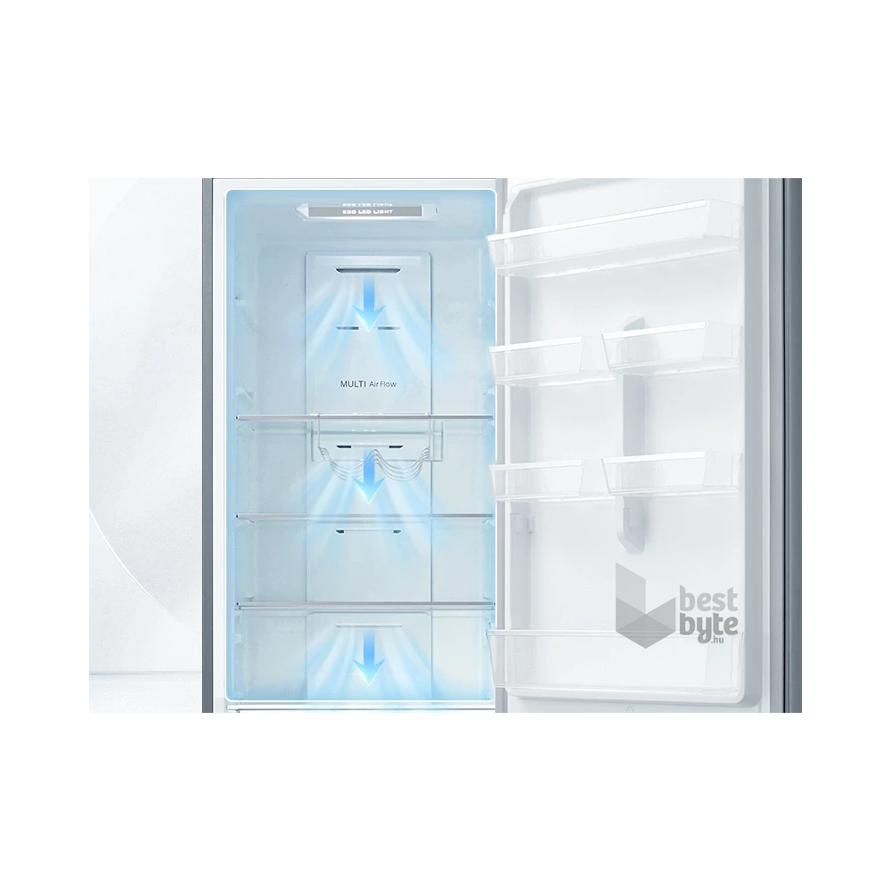 Midea MDRB489FGE02OE inox, alulfagyasztós, Hűtő: 247L, Fagyasztó:83L, No frost hűtőszekrény