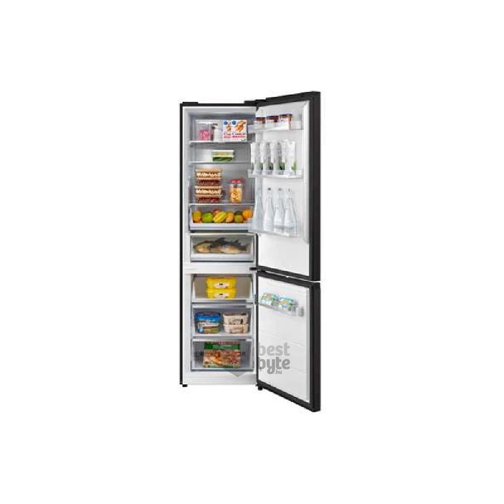 Midea MDRB521MIC28 fekete, alulfagyasztós, Hűtő:256L, Fagyasztó:122L, No frost hűtőszekrény