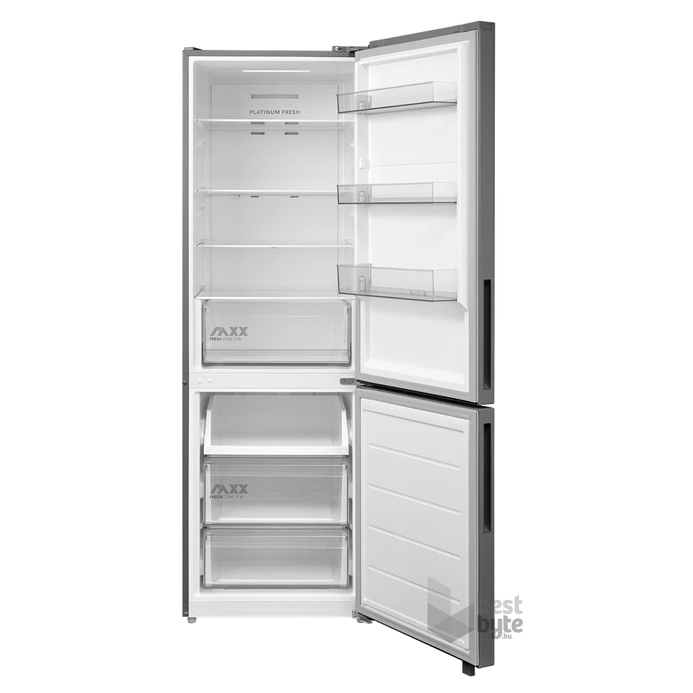 Midea MDRB548MME46 Space master inox, alulfagyasztós, Hűtő: 271L, Fagyasztó:130L, No frost hűtőszekrény