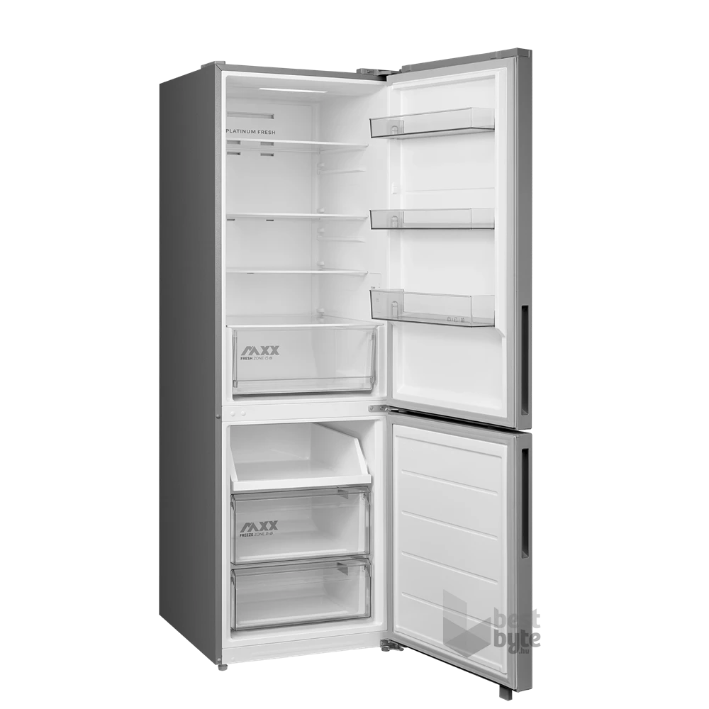 Midea MDRB548MME46 Space master inox, alulfagyasztós, Hűtő: 271L, Fagyasztó:130L, No frost hűtőszekrény