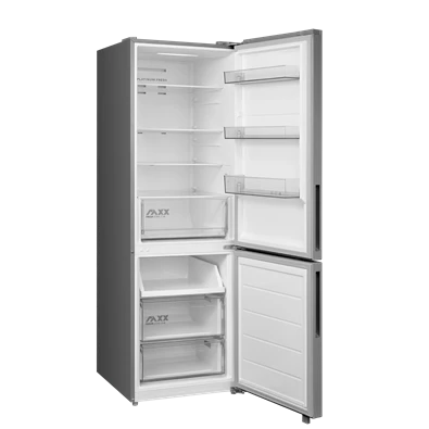 Midea MDRB548MME46 Space master inox, alulfagyasztós, Hűtő: 271L, Fagyasztó:130L, No frost hűtőszekrény