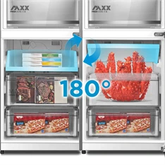 Midea MDRB548MME46 Space master inox, alulfagyasztós, Hűtő: 271L, Fagyasztó:130L, No frost hűtőszekrény