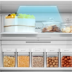 Midea MDRB548MME46 Space master inox, alulfagyasztós, Hűtő: 271L, Fagyasztó:130L, No frost hűtőszekrény