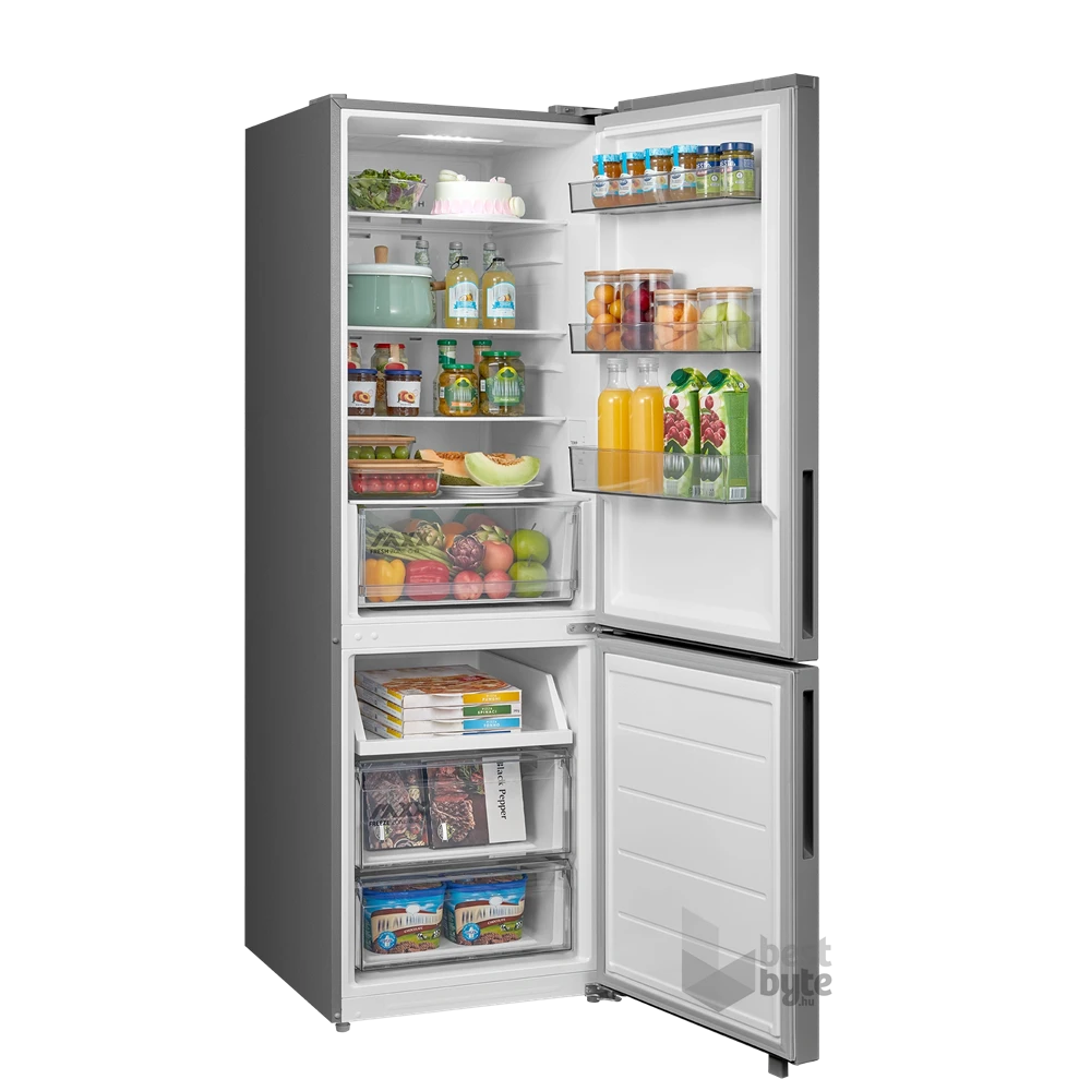 Midea MDRB548MME46 Space master inox, alulfagyasztós, Hűtő: 271L, Fagyasztó:130L, No frost hűtőszekrény