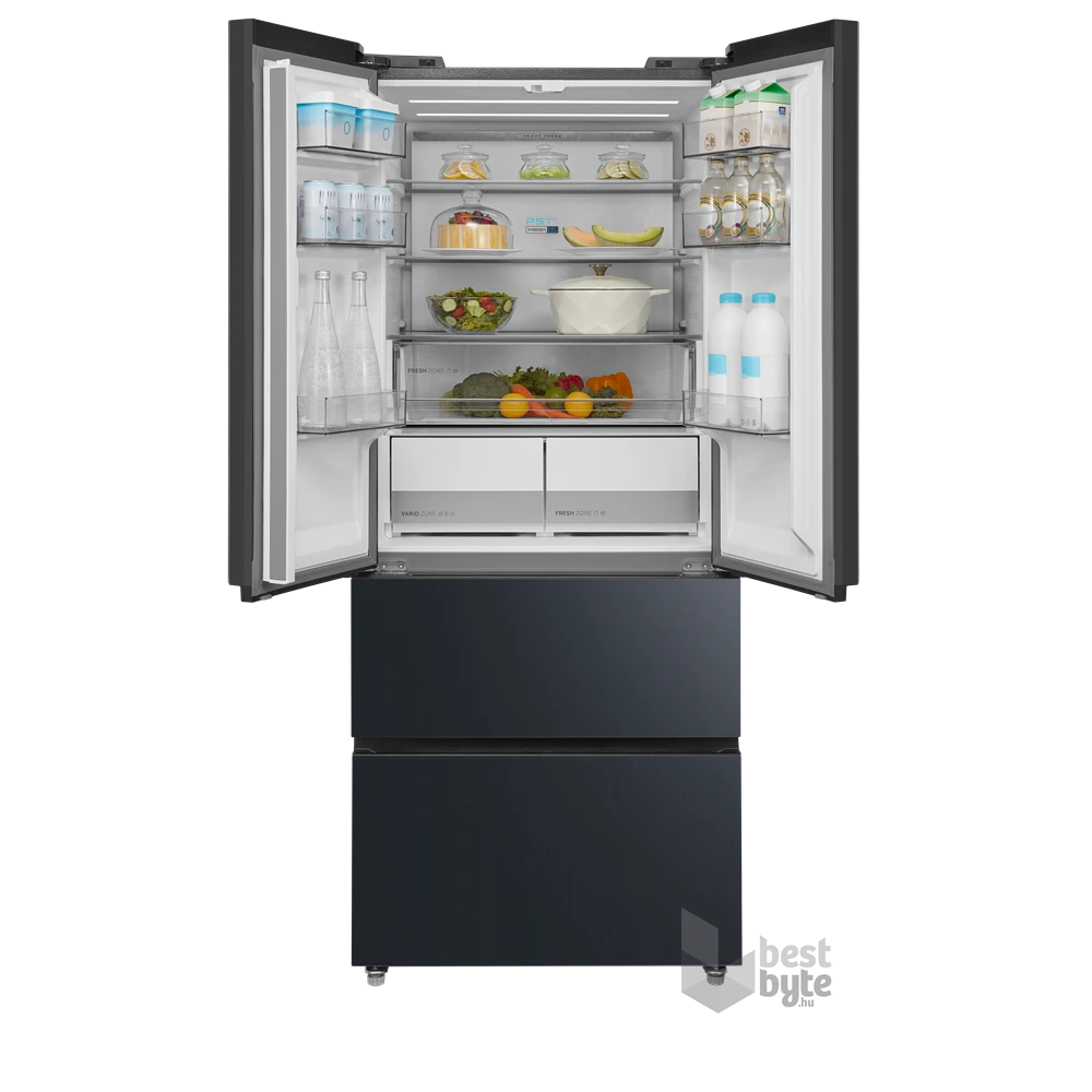 Midea MDRF600BIE70 inox, négyajtós, Hűtő:276L, Fagyasztó:159L, No frost hűtőszekrény