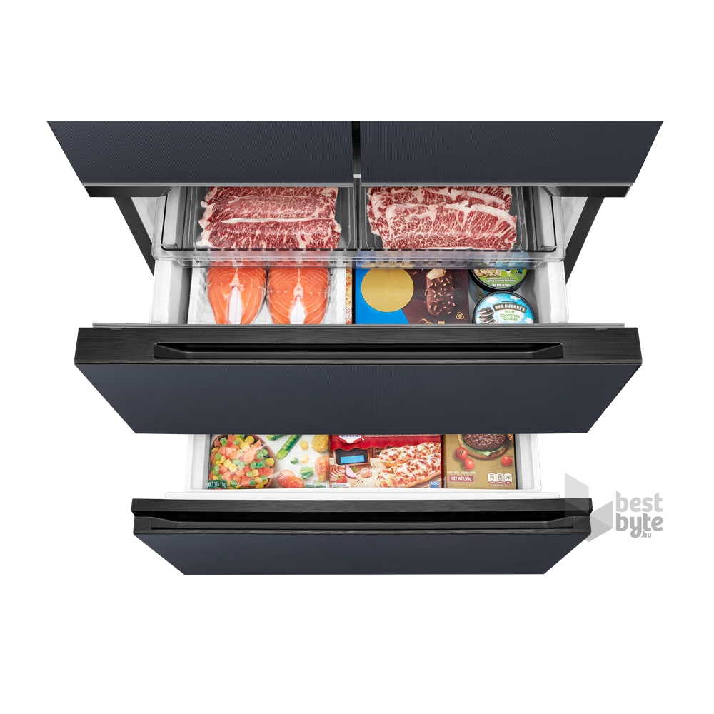 Midea MDRF600BIE70 inox, négyajtós, Hűtő:276L, Fagyasztó:159L, No frost hűtőszekrény