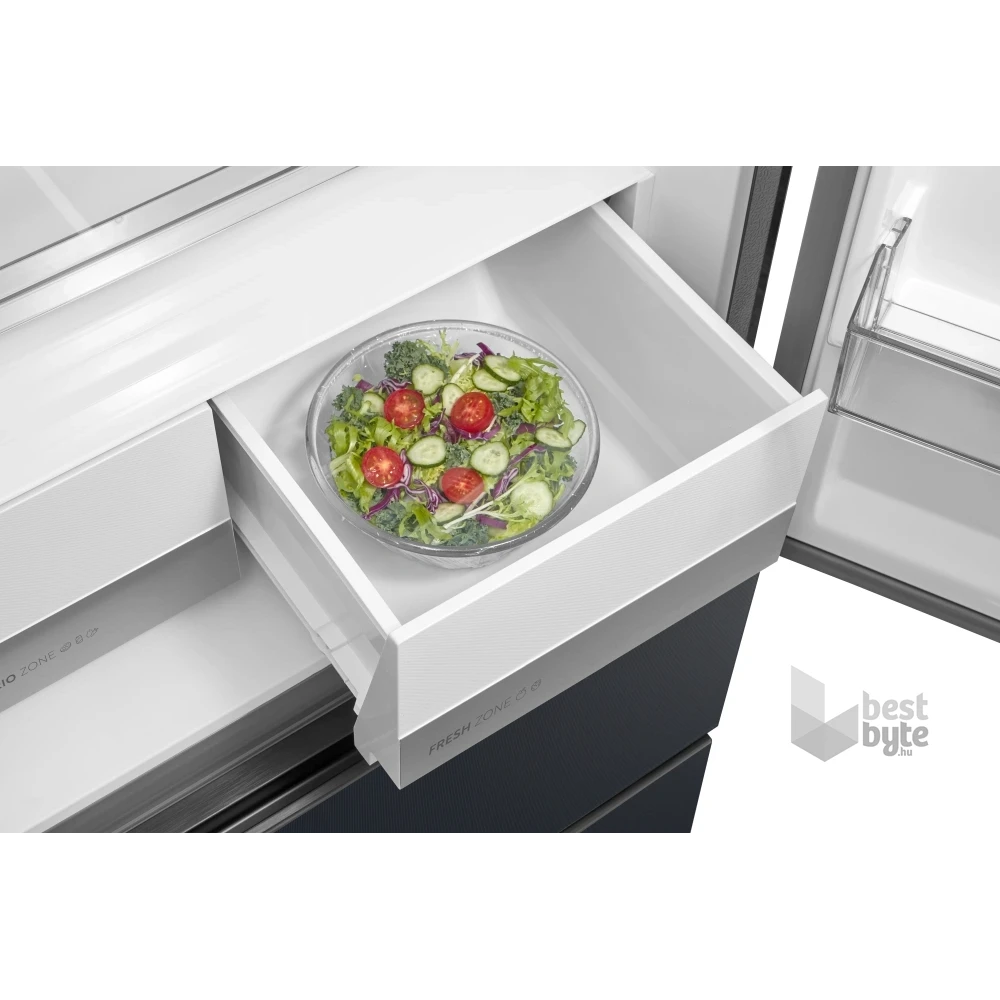 Midea MDRF600BIE70 inox, négyajtós, Hűtő:276L, Fagyasztó:159L, No frost hűtőszekrény
