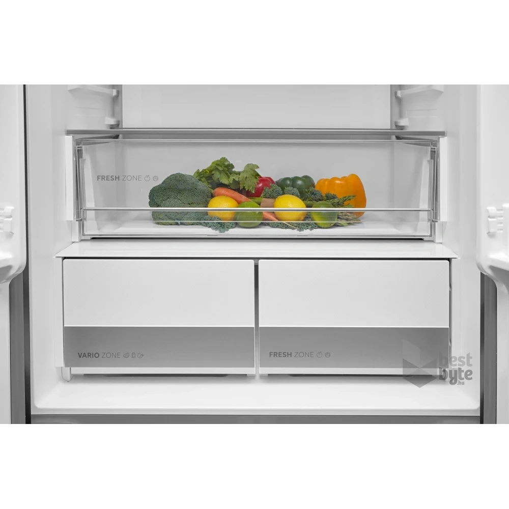 Midea MDRF600BIE70 inox, négyajtós, Hűtő:276L, Fagyasztó:159L, No frost hűtőszekrény