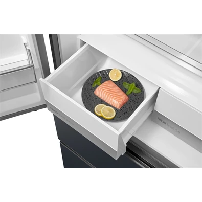 Midea MDRF600BIE70 inox, négyajtós, Hűtő:276L, Fagyasztó:159L, No frost hűtőszekrény