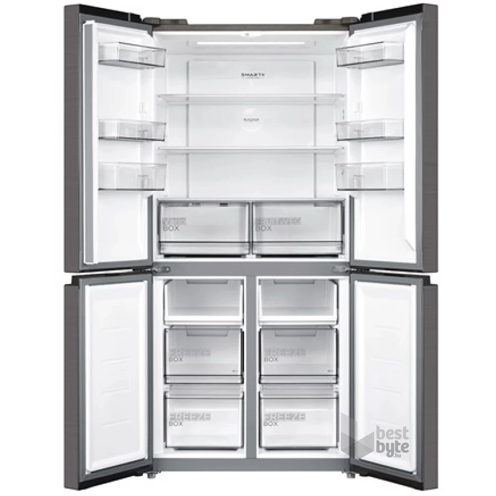 Midea MDRF632FIE28 fekete, négyajtós, Hűtő:305L, Fagyasztó:169L, No frost hűtőszekrény