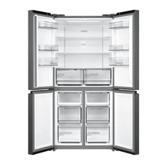 Midea MDRF632FIE45 inox, négyajtós, Hűtő:305L, Fagyasztó:169L, No frost hűtőszekrény