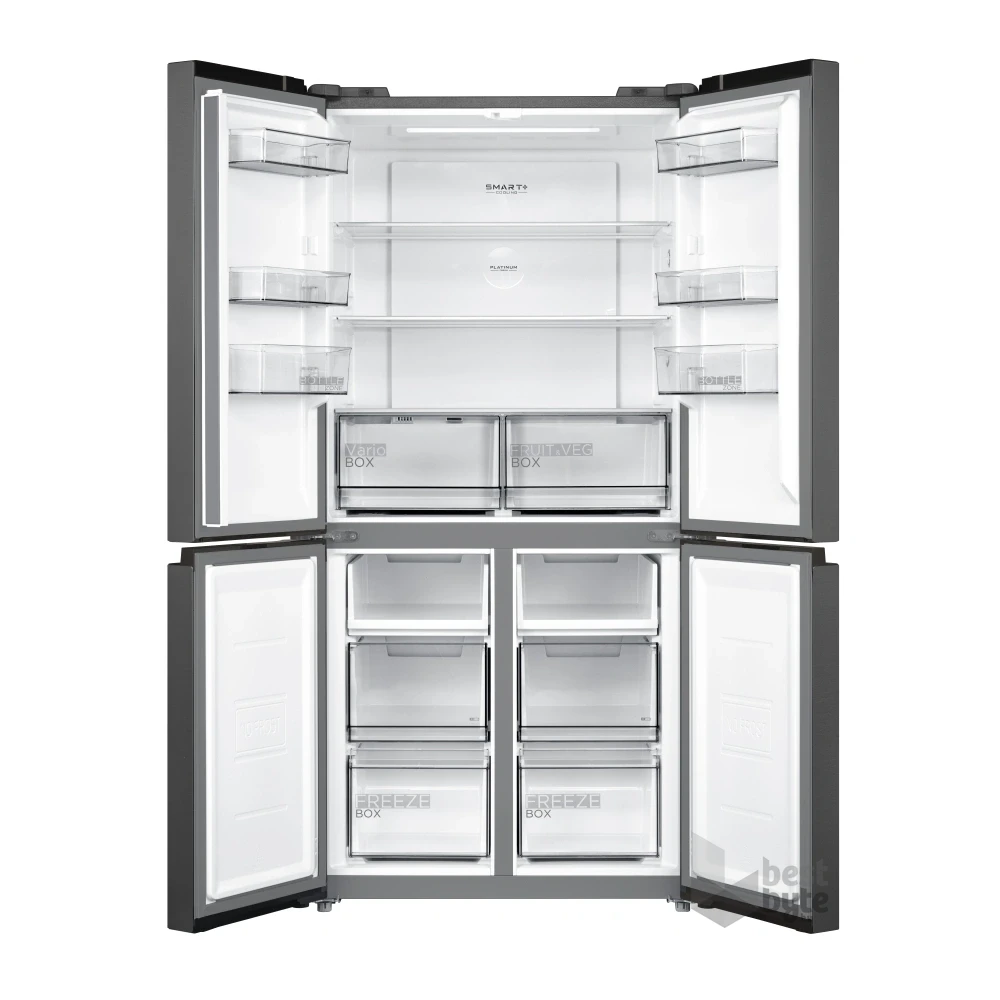 Midea MDRF632FIE45 inox, négyajtós, Hűtő:305L, Fagyasztó:169L, No frost hűtőszekrény