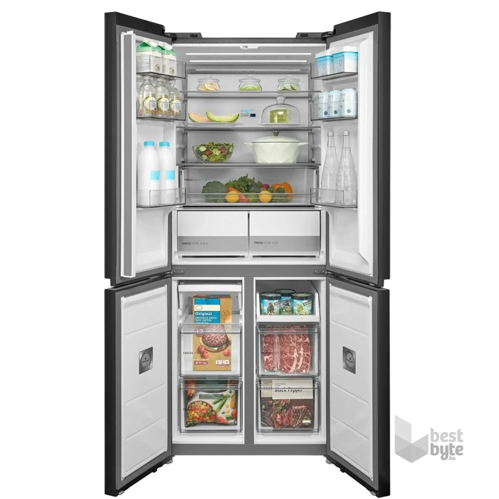 Midea MDRF632FIE45 inox, négyajtós, Hűtő:305L, Fagyasztó:169L, No frost hűtőszekrény
