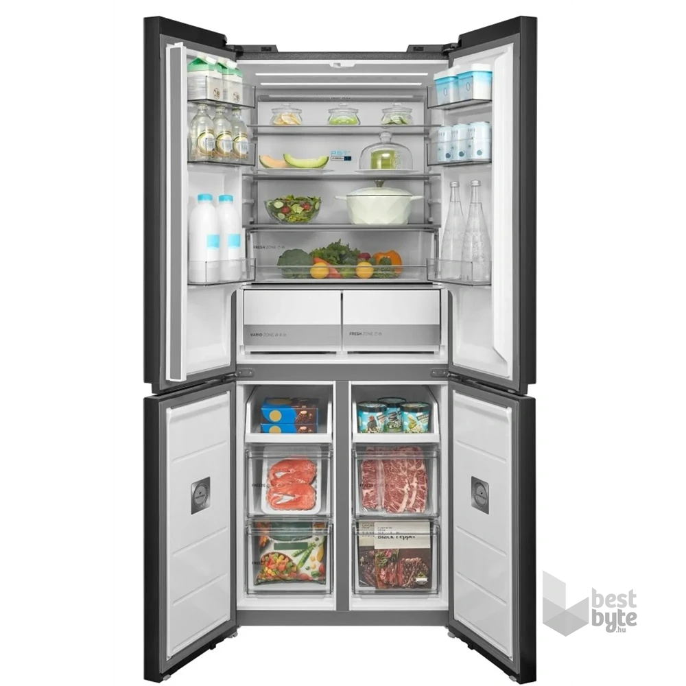 Midea MDRF632FIE45 inox, négyajtós, Hűtő:305L, Fagyasztó:169L, No frost hűtőszekrény