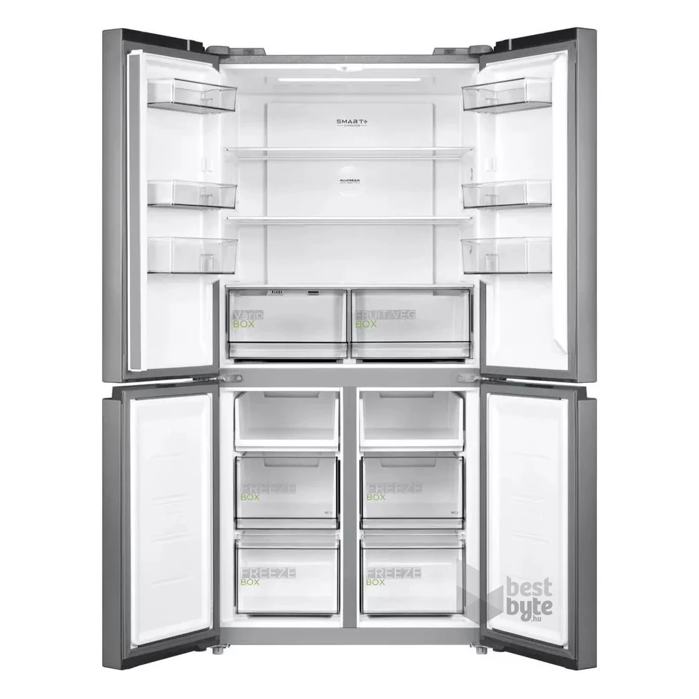 Midea MDRF632FIE46 inox, négyajtós, Hűtő:305L, Fagyasztó:169L, No frost hűtőszekrény