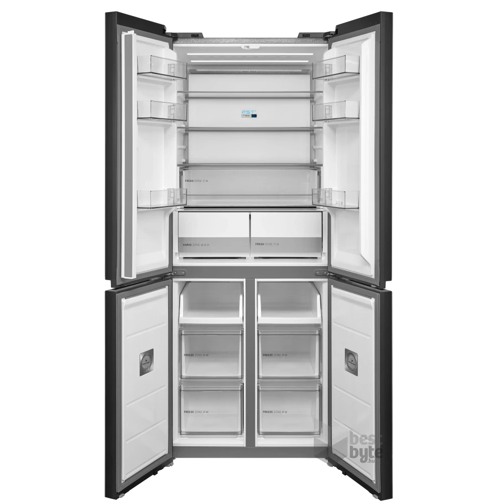 Midea MDRM587BIE70 inox, négyajtós, Hűtő:276L, Fagyasztó:150L, No frost hűtőszekrény
