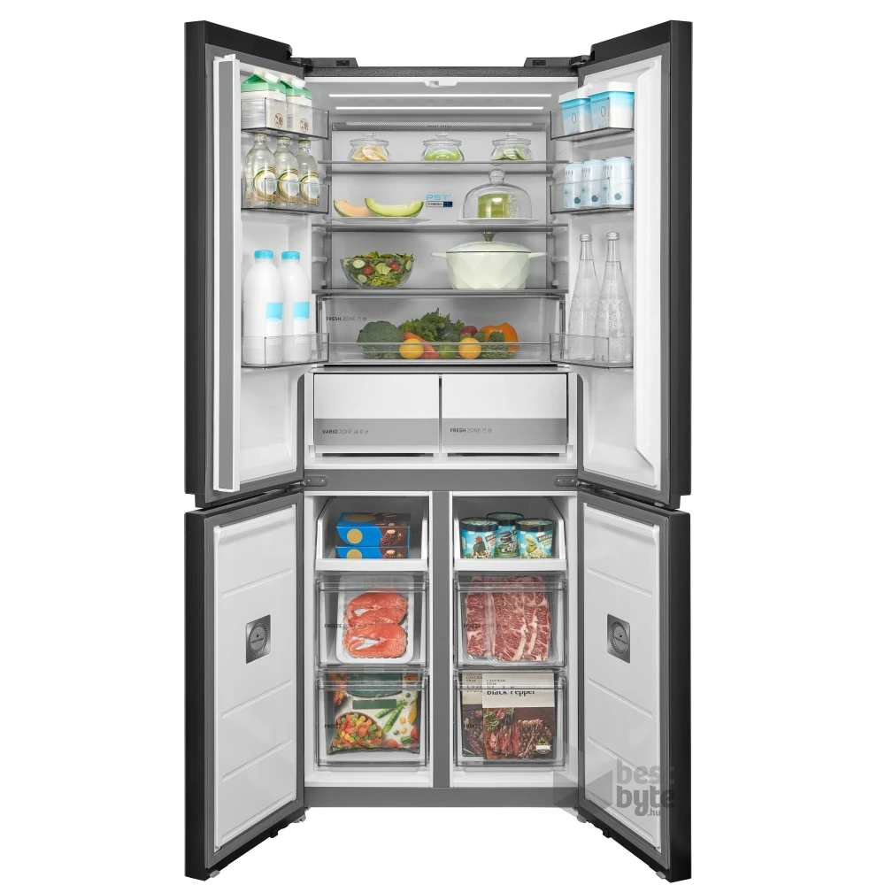 Midea MDRM587BIE70 inox, négyajtós, Hűtő:276L, Fagyasztó:150L, No frost hűtőszekrény