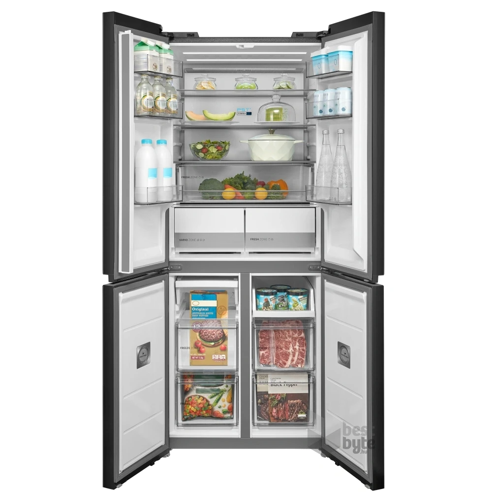 Midea MDRM587BIE70 inox, négyajtós, Hűtő:276L, Fagyasztó:150L, No frost hűtőszekrény