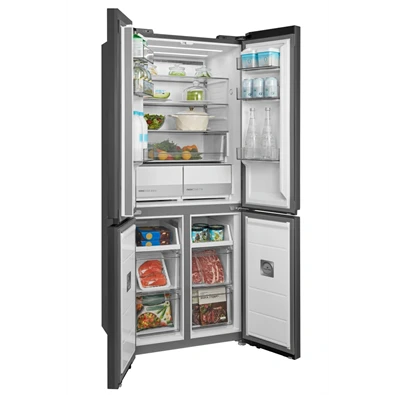 Midea MDRM587BIE70 inox, négyajtós, Hűtő:276L, Fagyasztó:150L, No frost hűtőszekrény