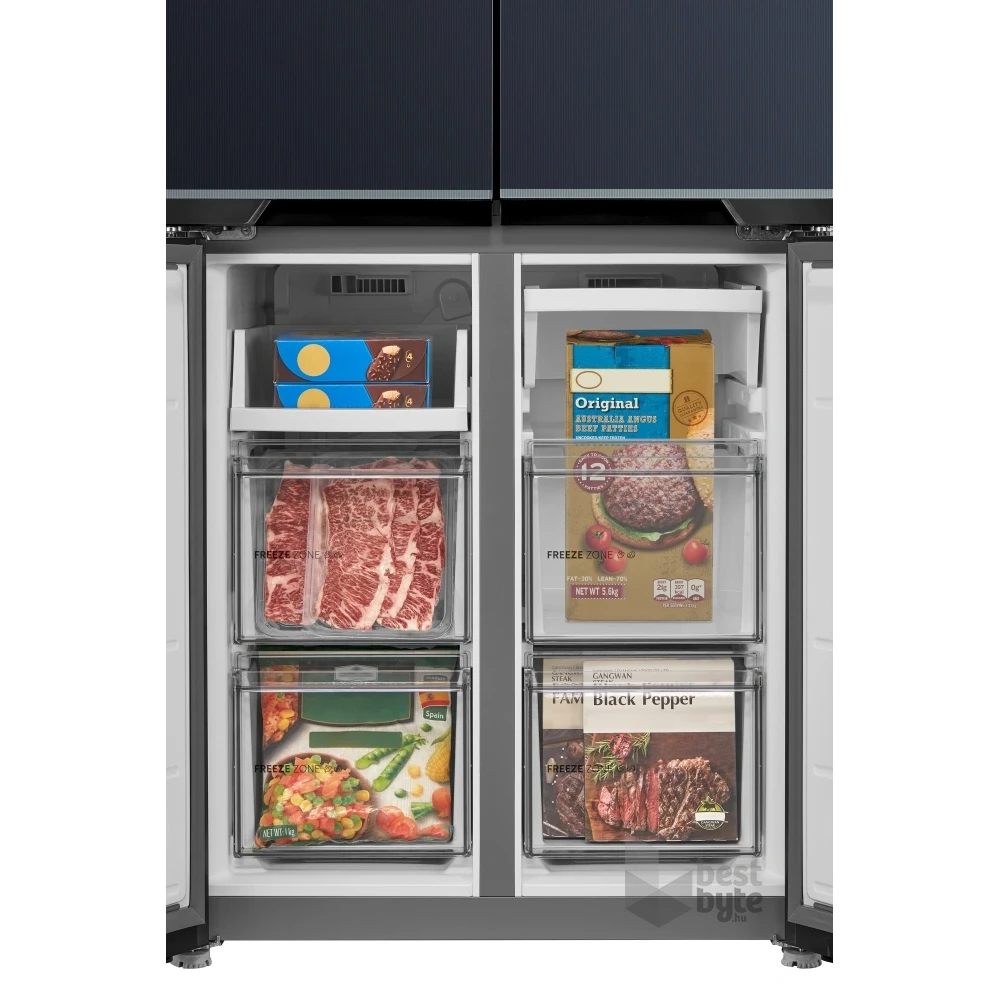 Midea MDRM587BIE70 inox, négyajtós, Hűtő:276L, Fagyasztó:150L, No frost hűtőszekrény