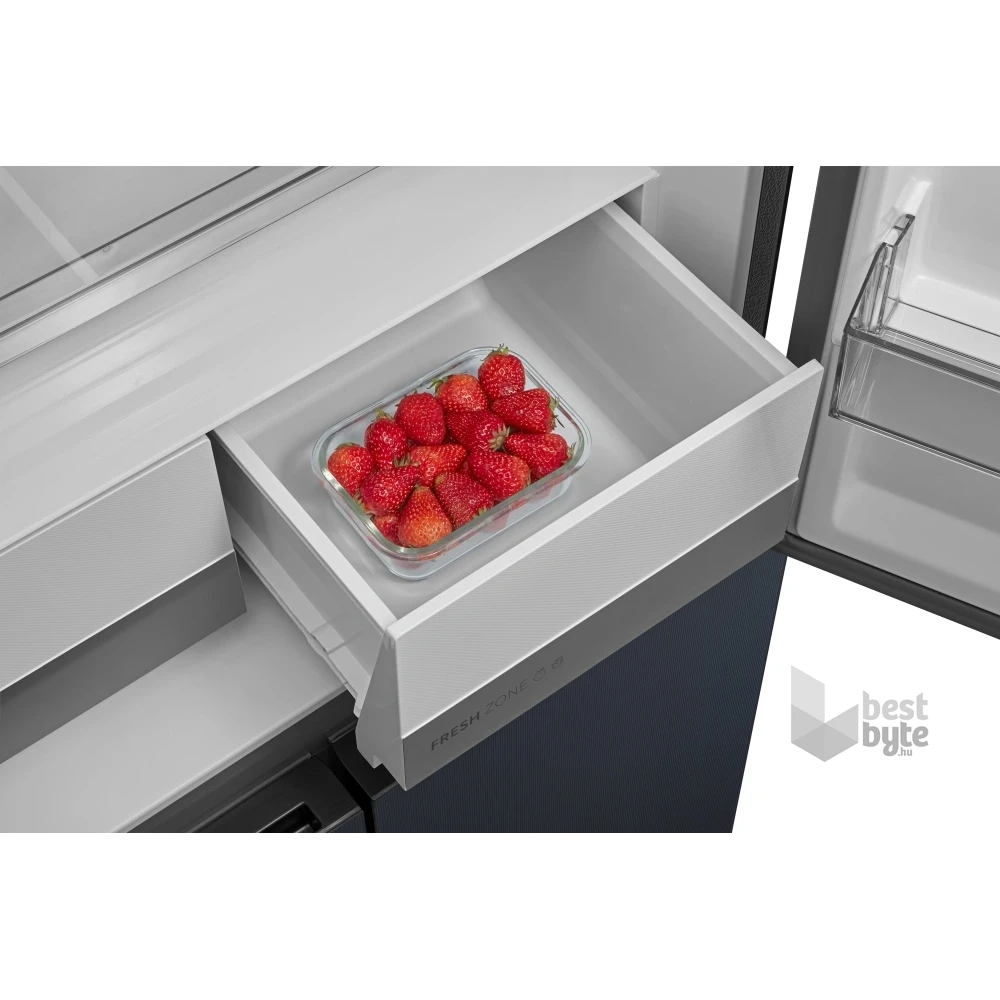 Midea MDRM587BIE70 inox, négyajtós, Hűtő:276L, Fagyasztó:150L, No frost hűtőszekrény