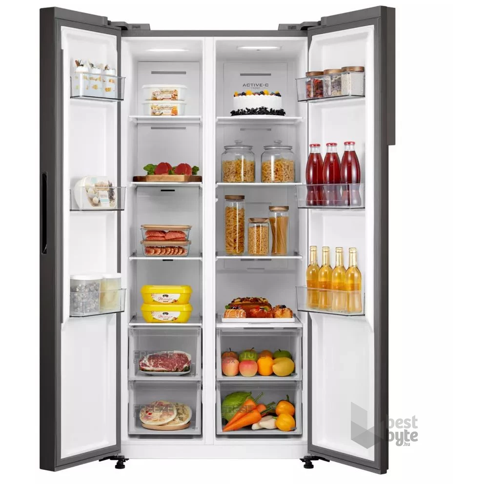 Midea MDRS619FIE46 inox, Side-by-Side, Hűtő:271L, Fagyasztó:189L, No frost hűtőszekrény