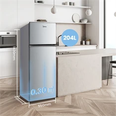 Midea MDRT294FGE50 ezüst, felülfagyasztós, Hűtő:163L, Fagyasztó:41L, hűtőszekrény