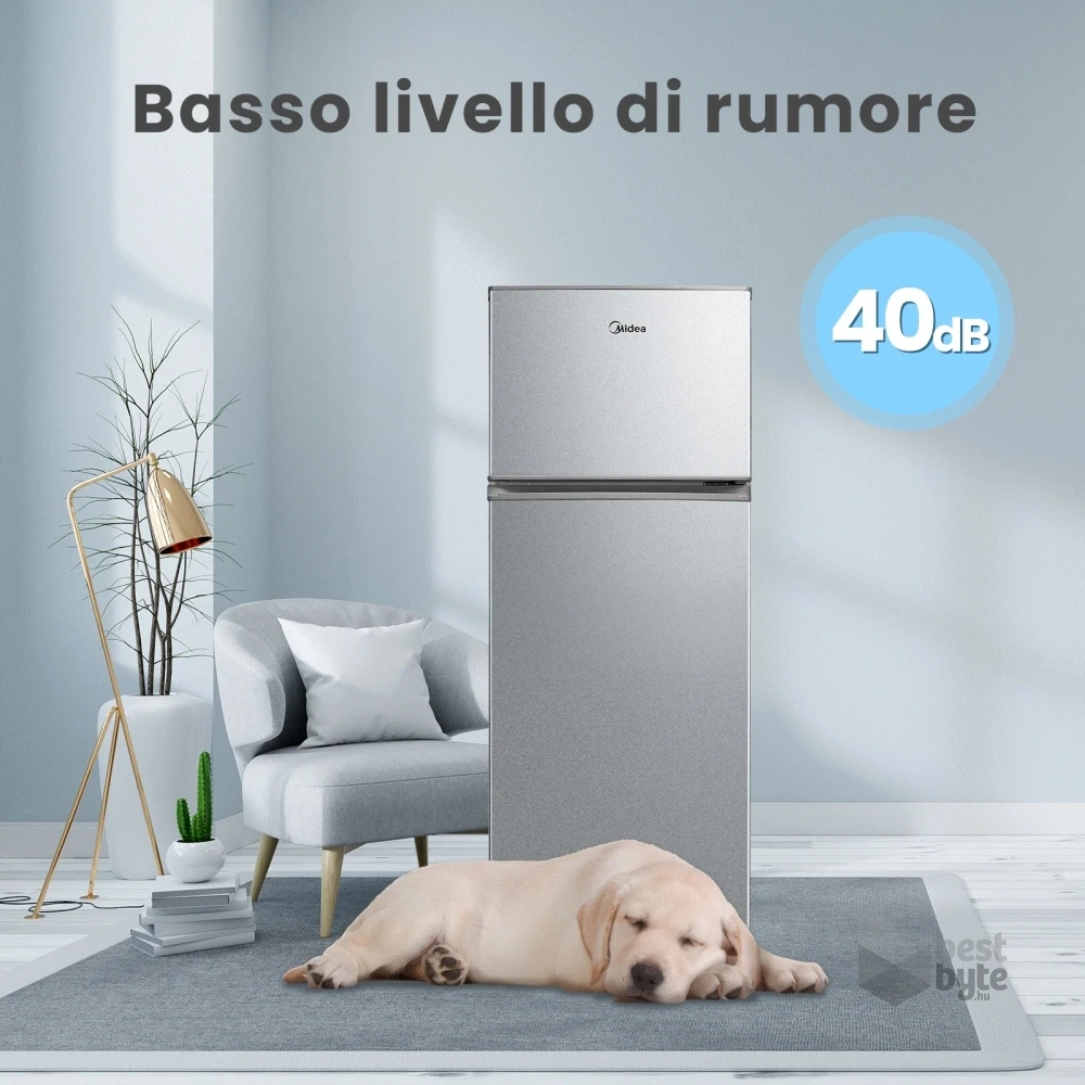 Midea MDRT294FGE50 ezüst, felülfagyasztós, Hűtő:163L, Fagyasztó:41L, hűtőszekrény