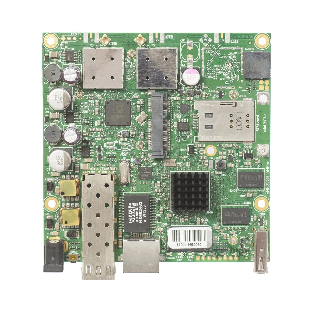 MikroTik RouterBOARD 922UAS-5HPacD 1xGbE LAN, USB, 1xSFP, miniPCIe, SIM slot, 5GHz 802.11 a/c beépített rádióval