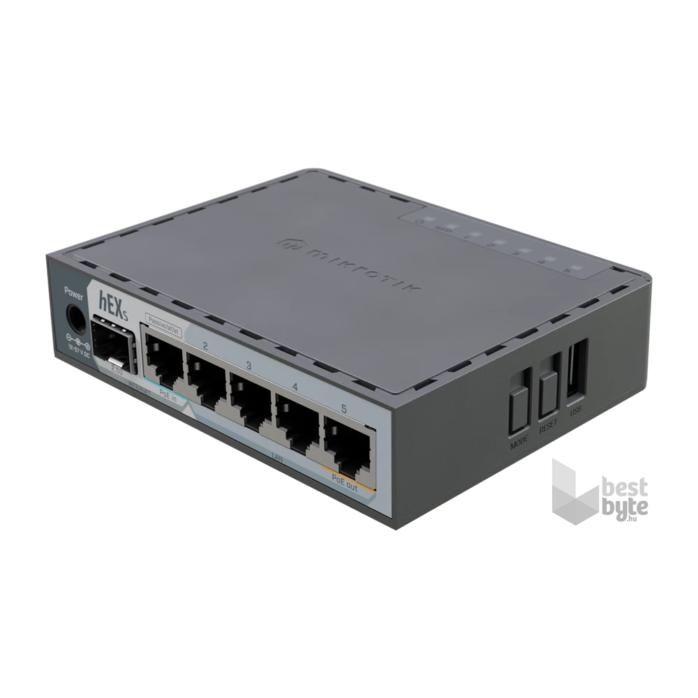 MikroTik hEX S (2025 verzió) E60iUGS L4 512MB 5xGbE LAN 1x2.5 GbE SFP port router