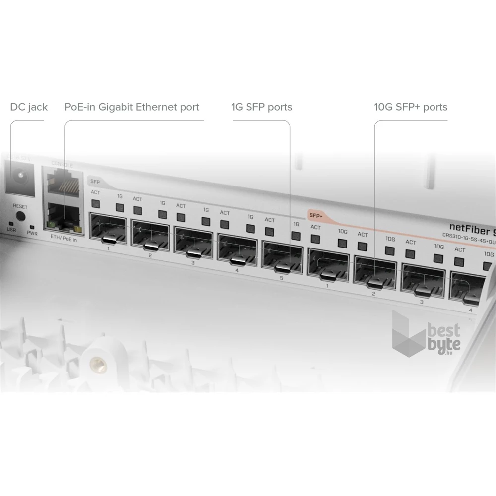 MikroTik netFiber 9 CRS310-1G-5S-4S+OUT 1xGbE LAN, 5xGbE SFP, 4x SFP+ port kültéri Cloud Router Switch