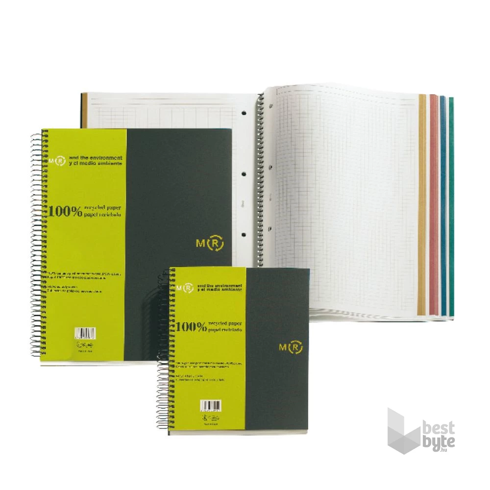Miquelrius Recycled A4 4x30lapos kockás spirálfüzet
