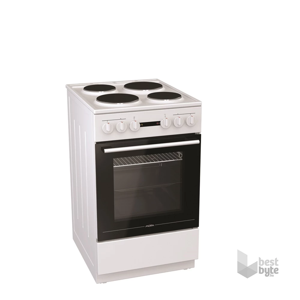 Mora E201AW fehér, szabadonálló, vasmagos, főzőzóna: 4, sütő:68L, grill, tűzhely