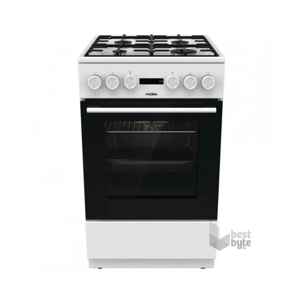 Mora K4255CW fehér, szabadonálló, gáz, kombinált, főzőzóna: 4, sütő:70L, grill, tűzhely