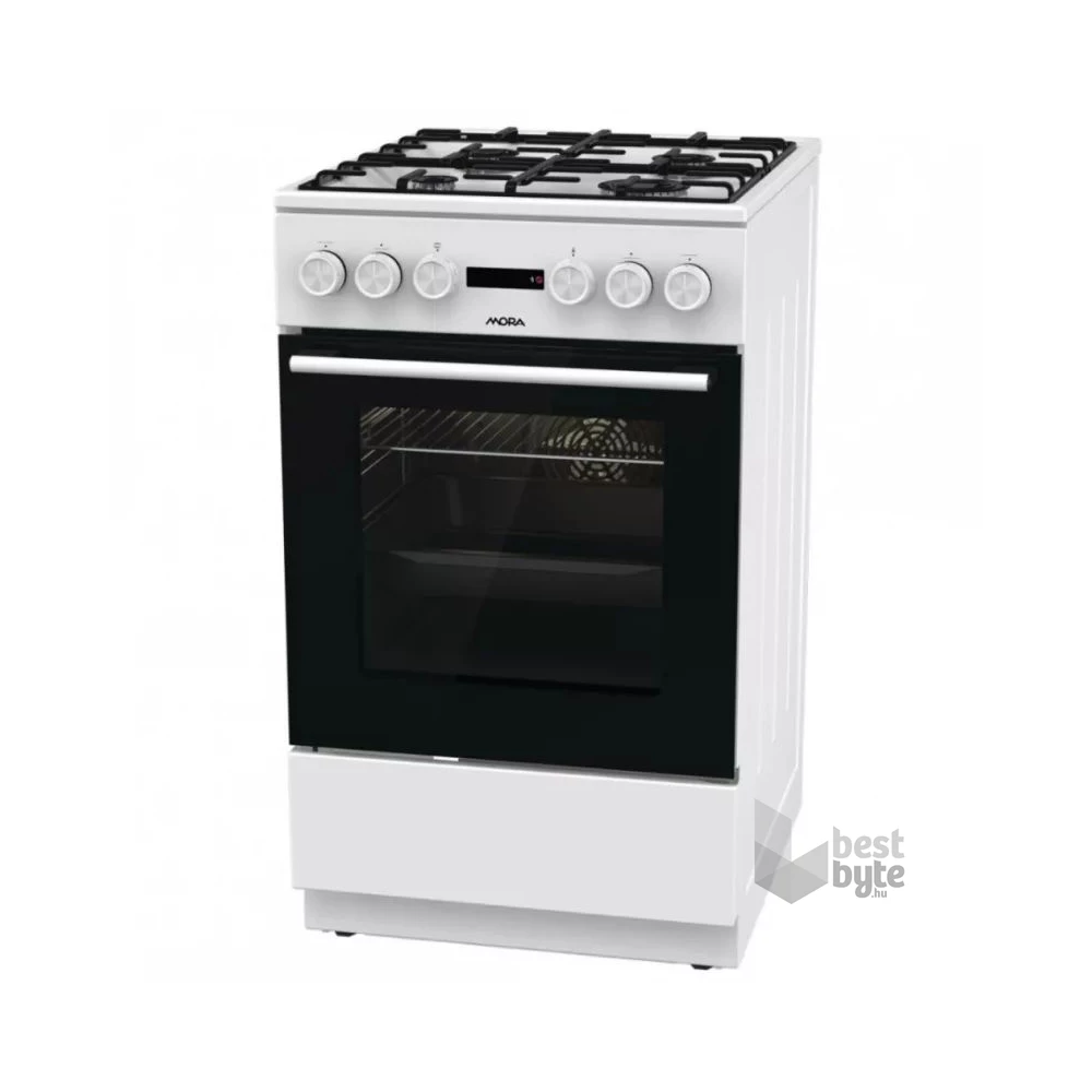 Mora K4255CW fehér, szabadonálló, gáz, kombinált, főzőzóna: 4, sütő:70L, grill, tűzhely
