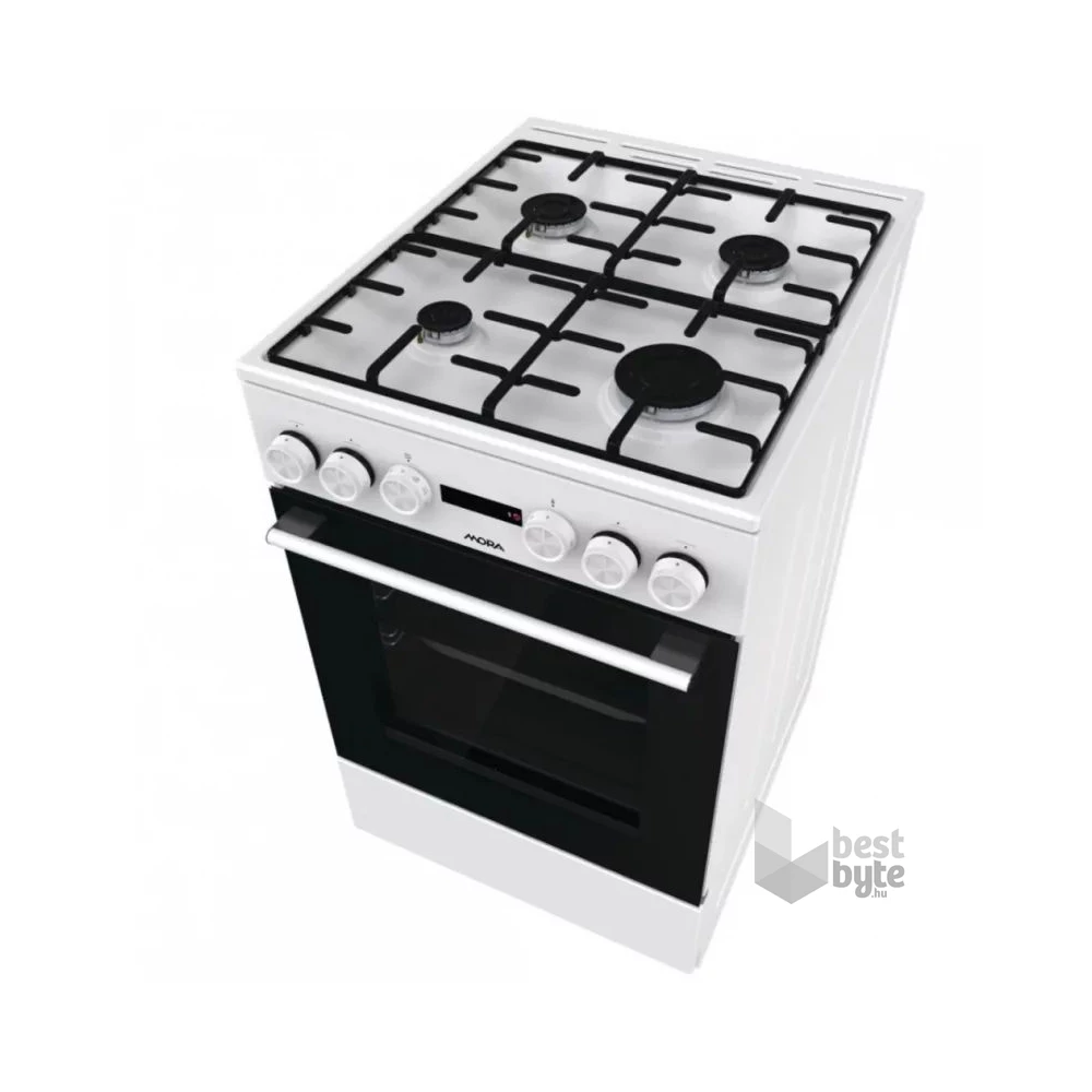Mora K4255CW fehér, szabadonálló, gáz, kombinált, főzőzóna: 4, sütő:70L, grill, tűzhely